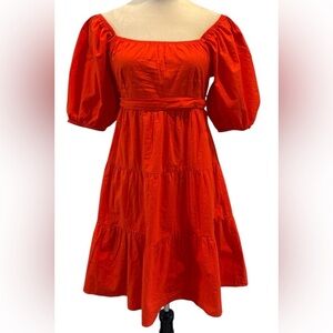 NWT Sim & Sam Red/Orange Puff Sleeve Sundress